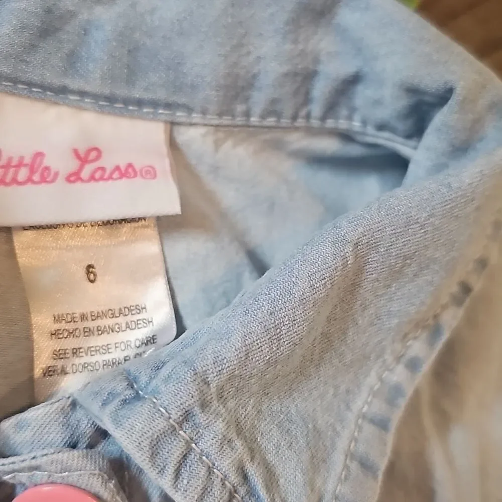 Stylish Denim Kids Dress Size 6 with Pink Accents
